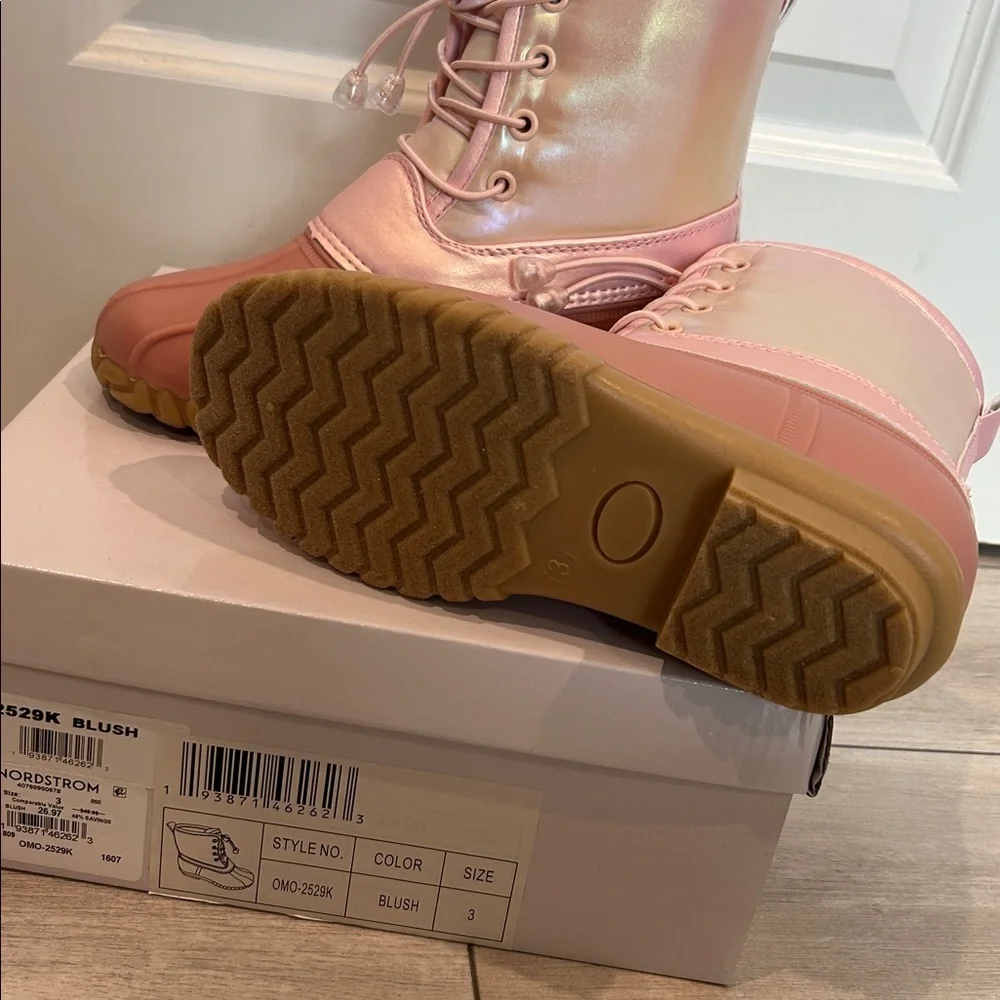 Olivia Miller Girl! Little Girls pink shiny snow rain boots size 3